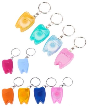 waxed Tooth Shape Dental Floss Key chain